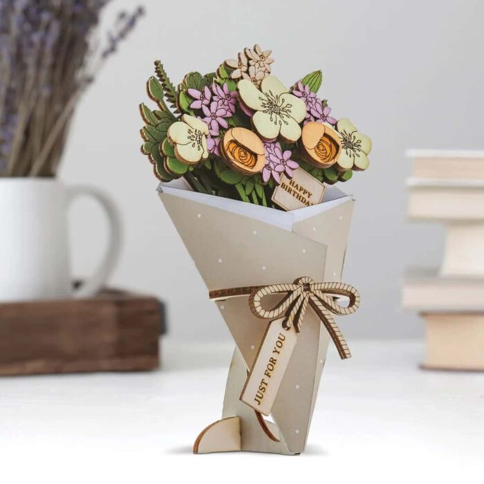 Wild & Wood Happy Birthday 3D Flower Figurine Card Letterbox Gift